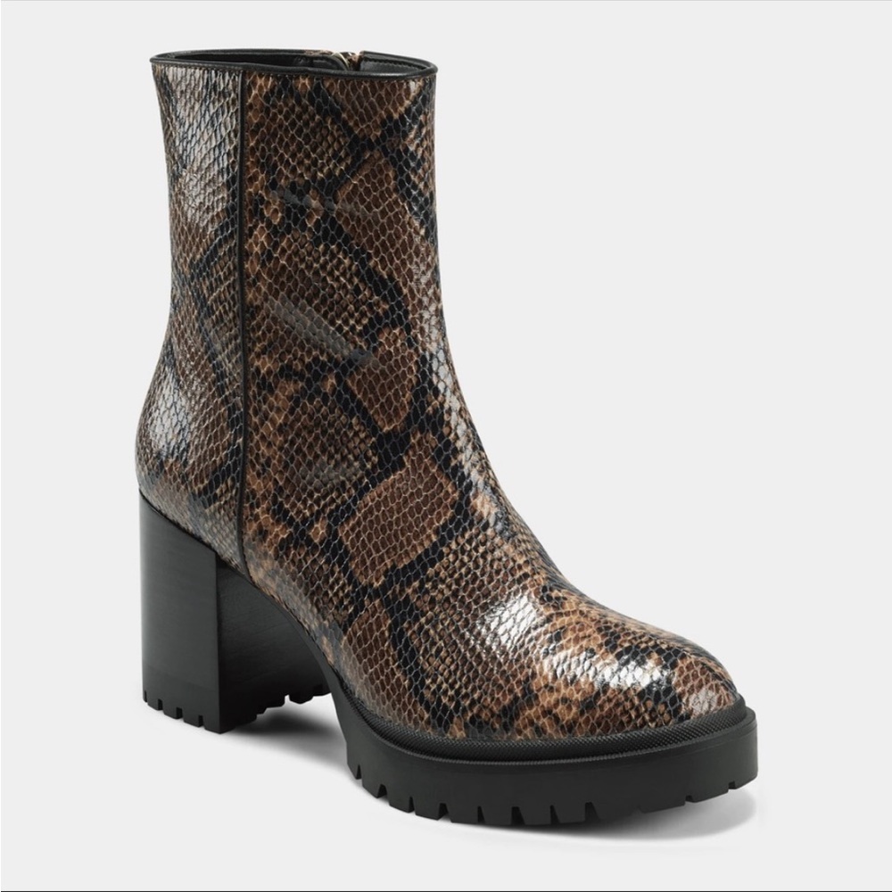 AEROSOLES ANKLE BOOTS BOOTIES ELLIE BROWN BLACK SNAKE SIZE 7.5